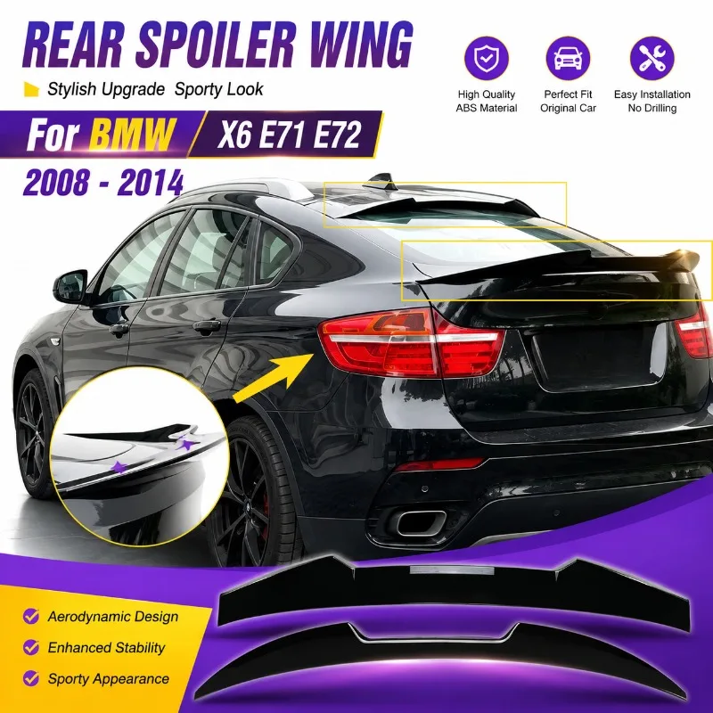 Rear Spoiler Wing For BMW X6 E71 E72 2008-2014 Car Rear Windshield Roof Spoiler Trunk Lid Spoiler Bodykit Tuning Accessories