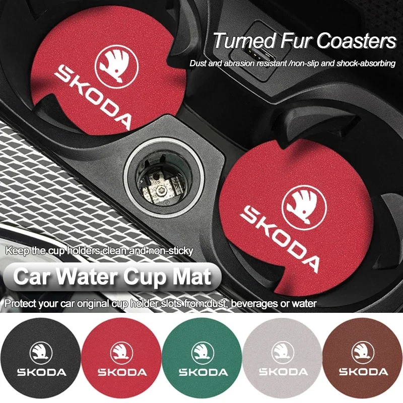 

2Pcs Car Auto Cup Holder Anti Slip Coasters Pad Interior Accessories For Skoda Octavia Fabia Superb Yeti Enyaq Rapid Kamiq Karoq