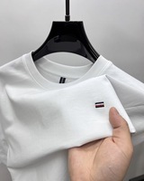 100% pure cotton short sleeve men's round neck top summer luxury brand exquisite embroidery design soft loose casual T-shirt