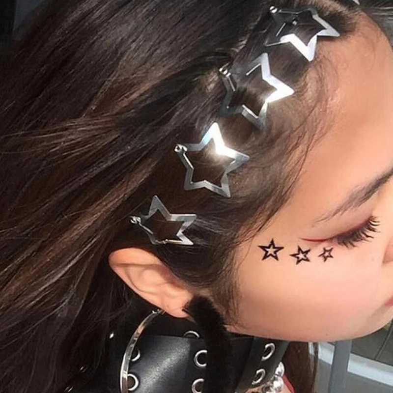 

5/10 Pcs Girls Silver Star Hair Clips Women Cool Cute Metal Star Hair Clips Barrettes Hair Grip Y2K Hair Accessories Headwears