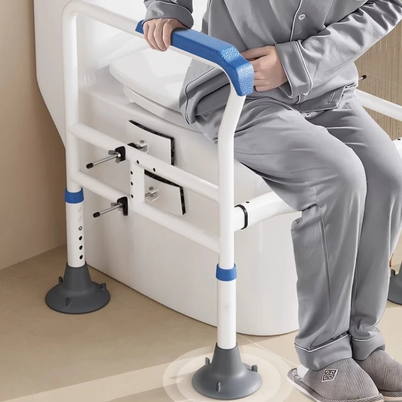 Toilet Support Bar No Drill Adjustable Height Bathroom Grab Rail Anti Tip Safety Frame for Elderly Home Use
