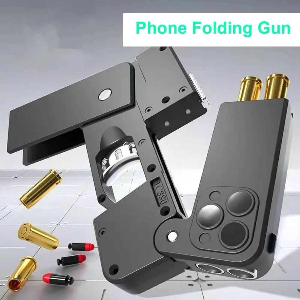 Shell Ejecting Black Toy Guns For Adults Boys Folding iPhone Gun That Look Real Folding Mobile Phone Dropshipping