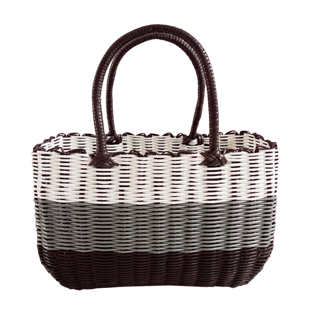 

Handwoven Storage Basket Plastic Organizer For Bedroom Living Room Bathroom Kitchen Fruit Vegetable Holder Woven Basket