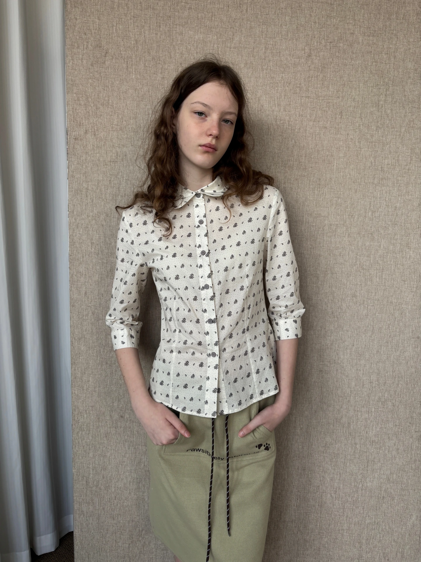 

CozyCold Floral Print Cotton irt Women's Casual Sle Gathered Waist Seven Quarter Sve Breathable Comfortable Summer irt