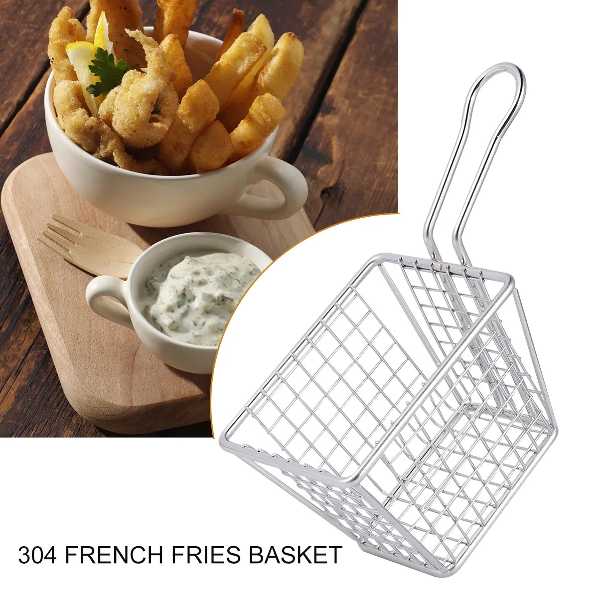 Square Mesh Frying Basket Mini Food Colander Mesh Filter Basket for Potatoes Chips French Fries Perfect for Home Kitchen Cooking view 3