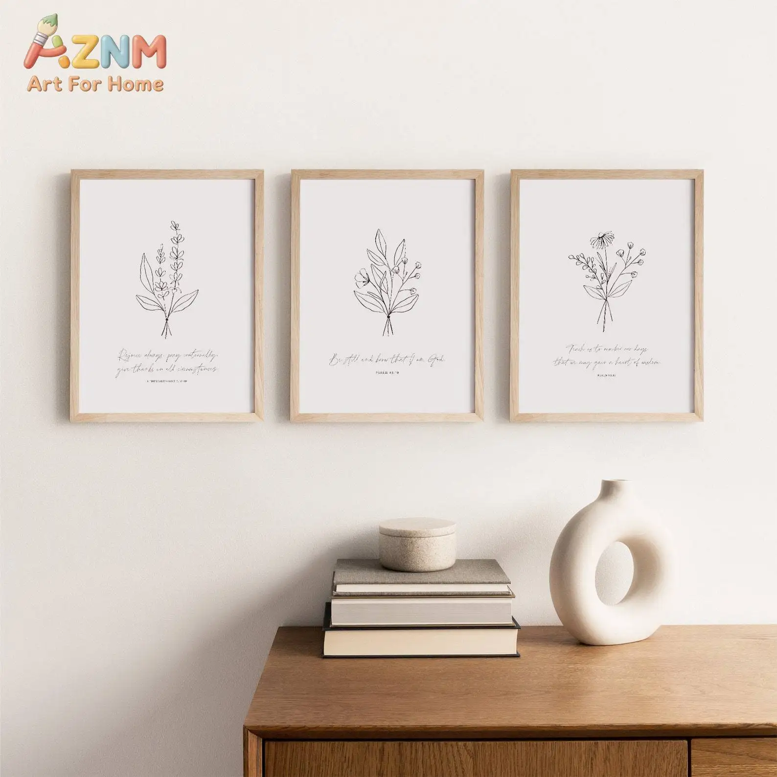 3PCS Bible Verse Wall Art, Christian Wall Art, Botanical Christian Print, Scripture Wall Art, Minimalist Christian Wall Decor