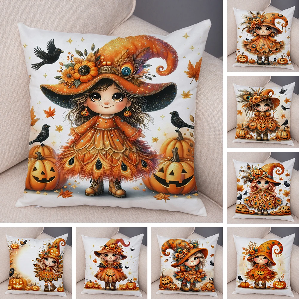 

Чехол для подушки с рисунком Хэллоуина, тыквы и вороны, чехол для дивана, дома, плюшевая наволочка, декор, милая детская наволочка с двойным принтом