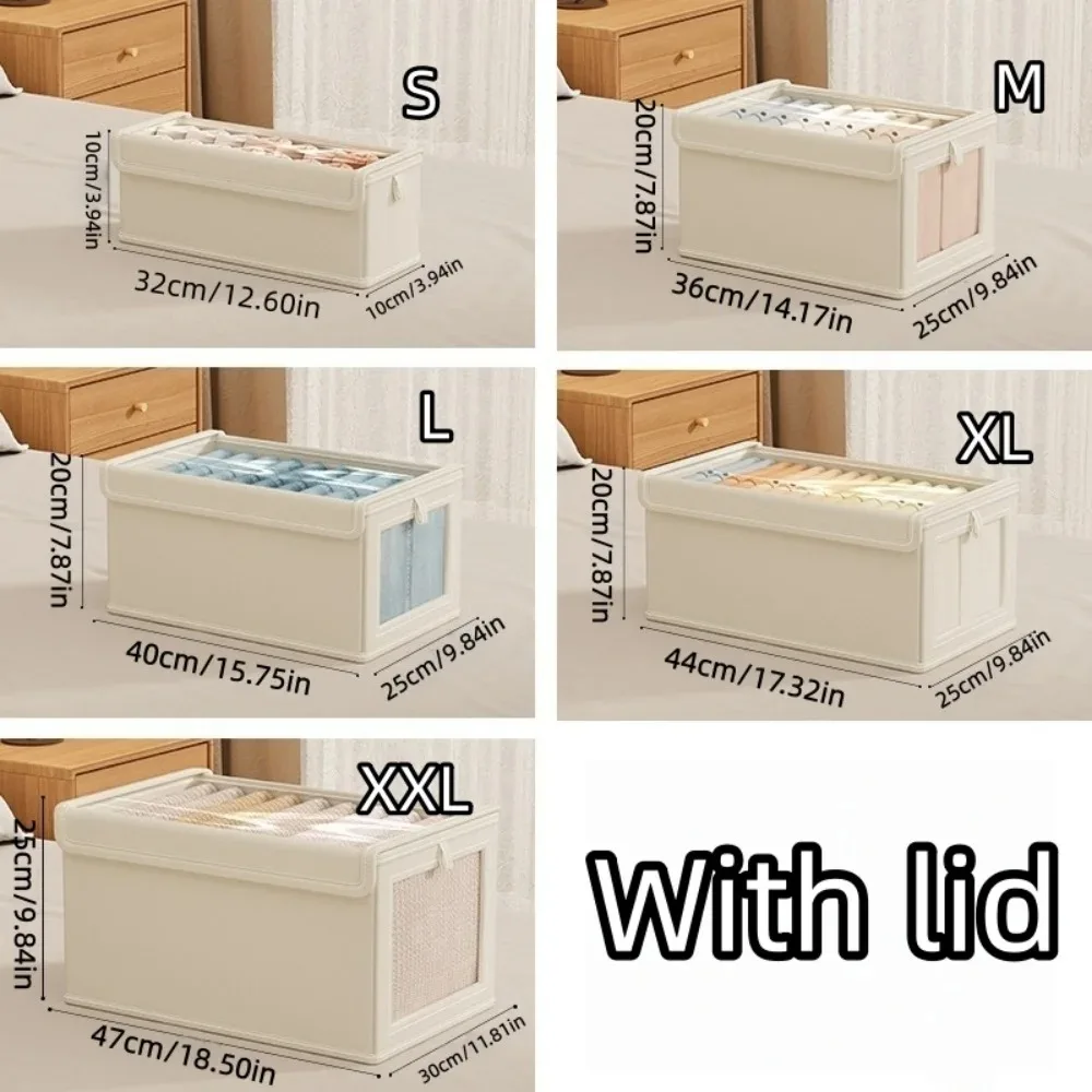 Foldable Clothes Storage Box Canvas Storage Box Thickened Household Dustproof Storage Box with Cover with Transparent Window