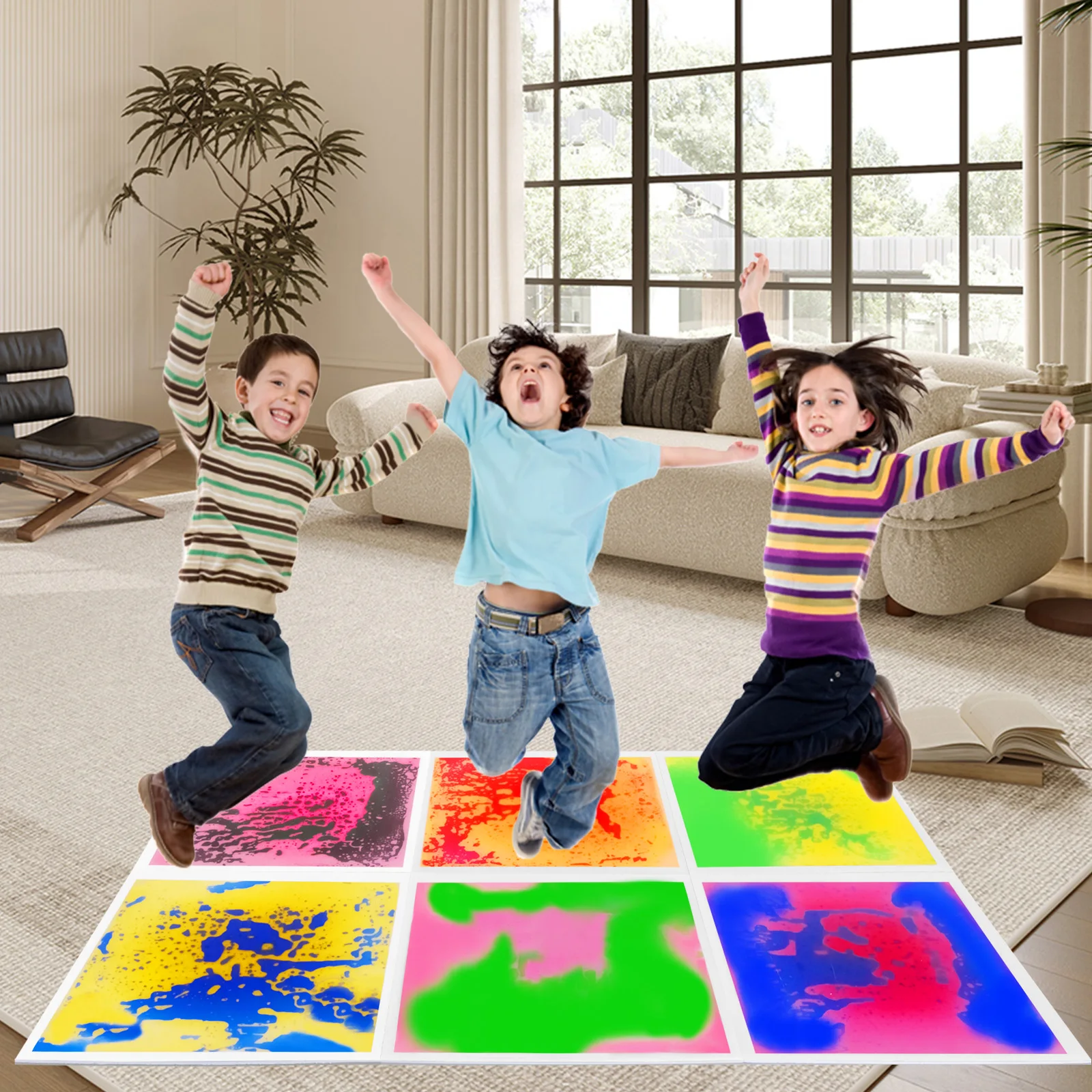 

Edusense Sensory Liquid Floor Tiles for Kids, Sensory Toy, Interactive Play Area, Hanging Sensory Tiles