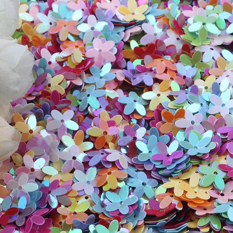Matte White Transparent Crystal Flower Sequins, 10mm