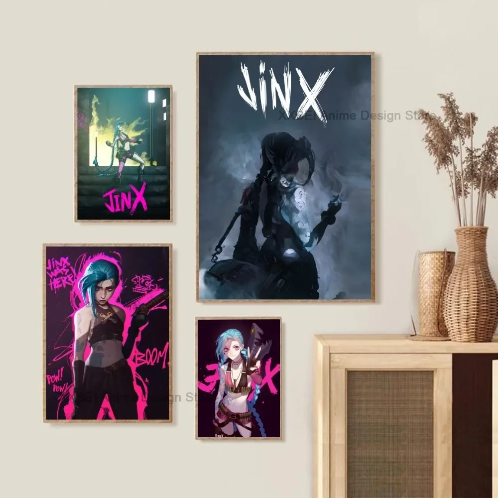 1pc Modern Home Decoration Wall Sticker League of Legends Game Movie Jinx Poster Bedroom Cafe Mural High Quality Printed Matter