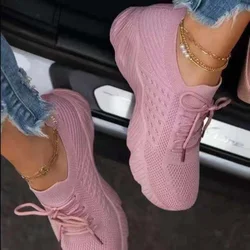 Sneakers Shoes 2021 Fashion Lace Up Platform Women's Shoes Summer Plus Size Flat Mesh Sports Shoes Woman Vulcanize Shoes