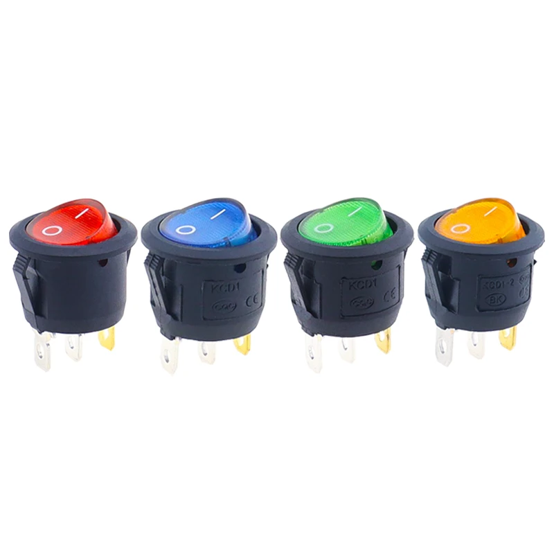 ON/OFF Round Rocker Switch Dot Light LED illuminated Car Dashboard Dash Van 12V 220V Full Circle Switch