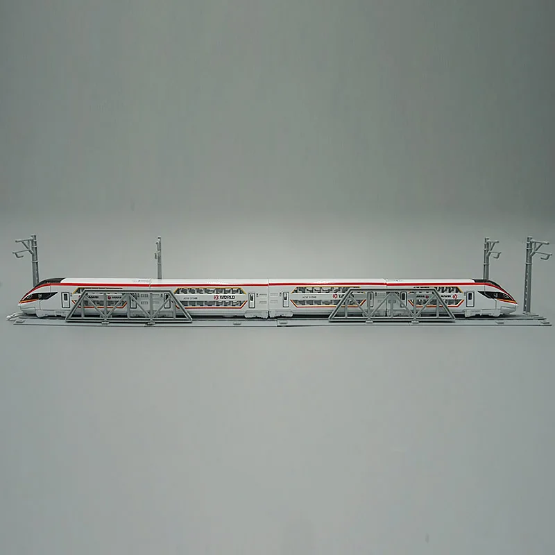 Odlewany metalowy model dwupoziomowego pociągu CRH Miniatura kolejowa z torami