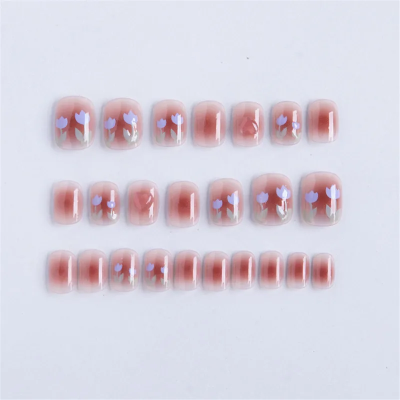 Fresh Wearing Nail Short Powder Blusher Three-Dimensional Tulip Women Nail Care Gentle Fairy Nail Care Finished False Nails