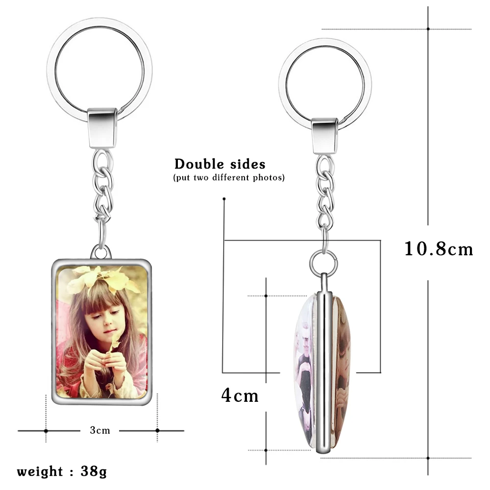 Personalized Double Sides Calendar keychain Custom Family Pet Baby Photo Square keychain Christmas Gifts Car Key Holder Chains