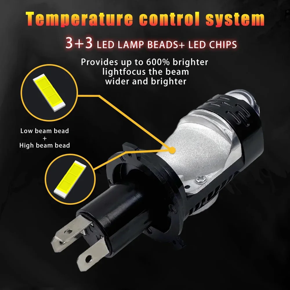 H4 Bi LED Mini Projector Lens LED Car Headlight Bulb 20000LM 100W CANBUS Turbo Auto Bulb H4 High Low Light Fog lamp bulb 12V 24V image 2