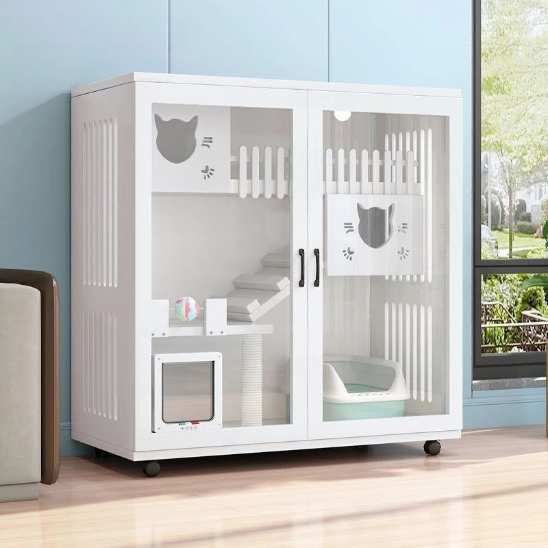

Cat villa cat cage indoor household solid wood cattery super large free space nest luxury cat room