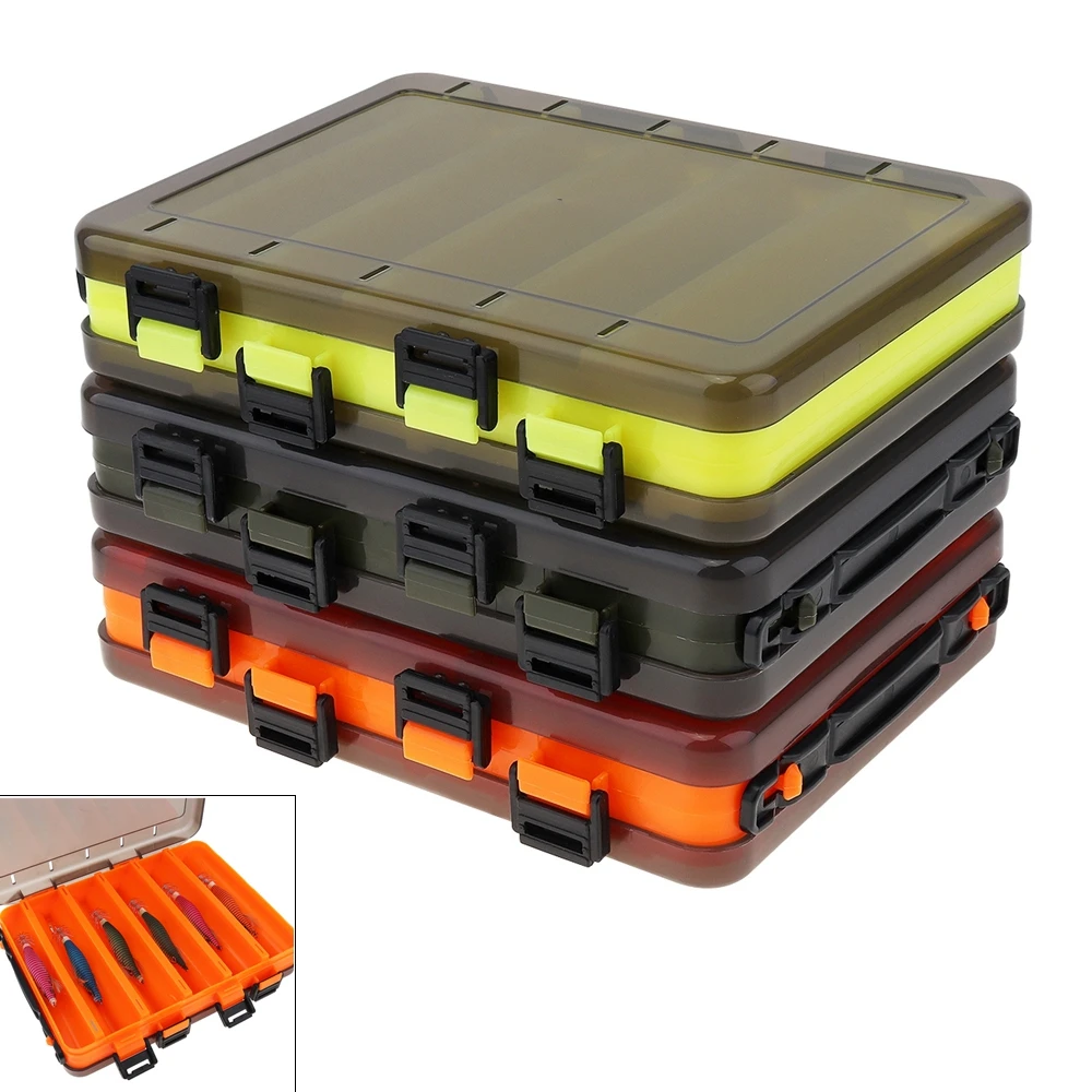 Large Capacity Double Side Thickening 10 Compartments Squid Fishing Lure Box for Shrimp Bait Minnow Lures Storage Case