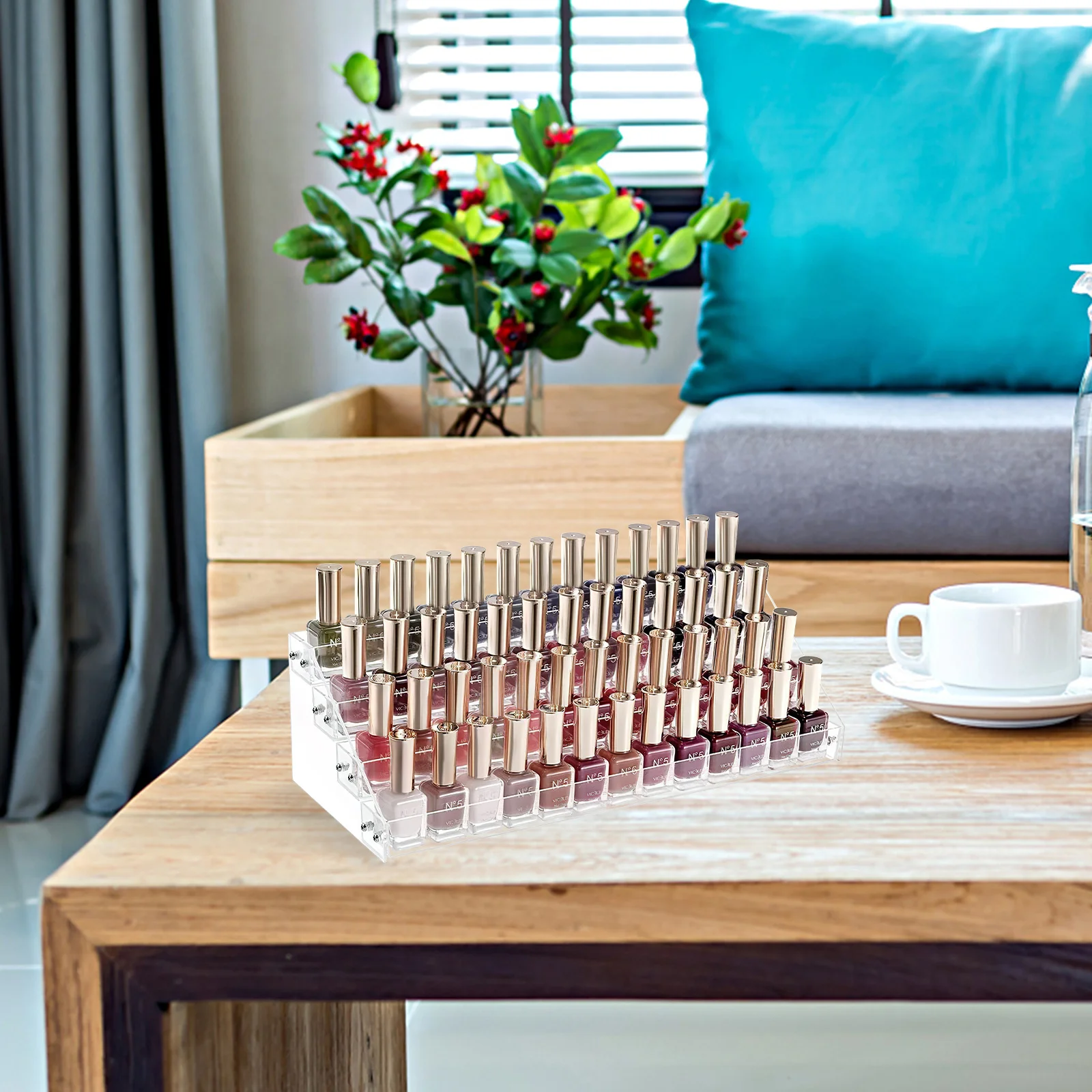 

Acrylic Nail Polish Organizer Four-Layer Clear Holder Multi-Functional Desktop Storage for Cosmetics Makeup Vanity