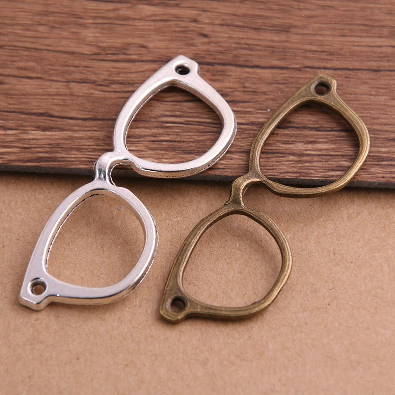 8PCS 19*55mm Tibetan Two Color Glasses Connectors Charms Pendants for Jewelry Making DIY Handmade Craft