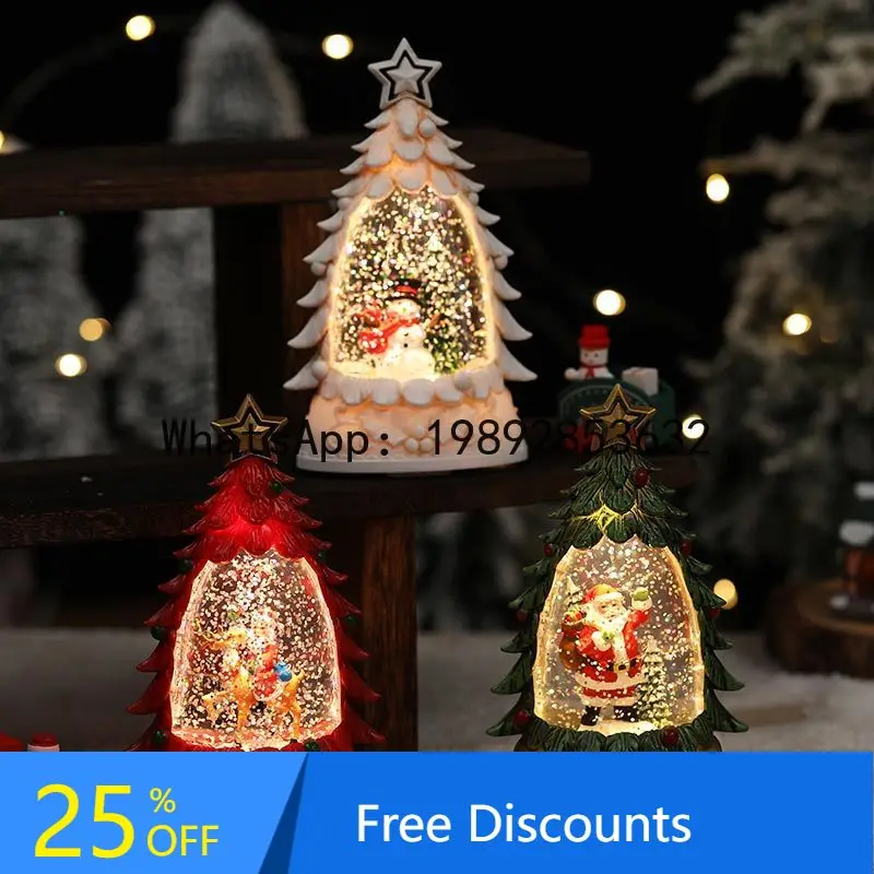 

XL Christmas Glowing Water-Filled Snow-Drift Christmas Tree Desktop Ornament Decoration Gift