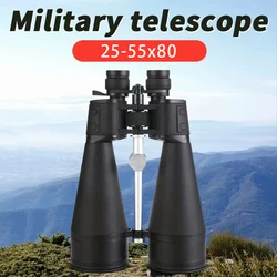 25-55x80 강력한 쌍안경 장거리 망원경 줌 HD BAK4 사냥 관광을위한 고배율 전문 단안