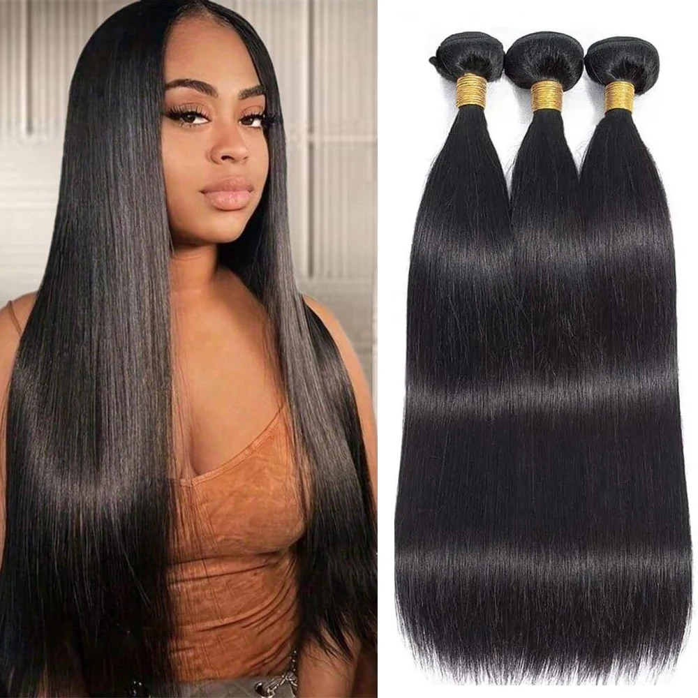 

1/3/4 Pcs Straight Human Hair Bundles Double Weft 100% Unprocessed Brazilian Virgin Hair Straight Bundles Human Hair