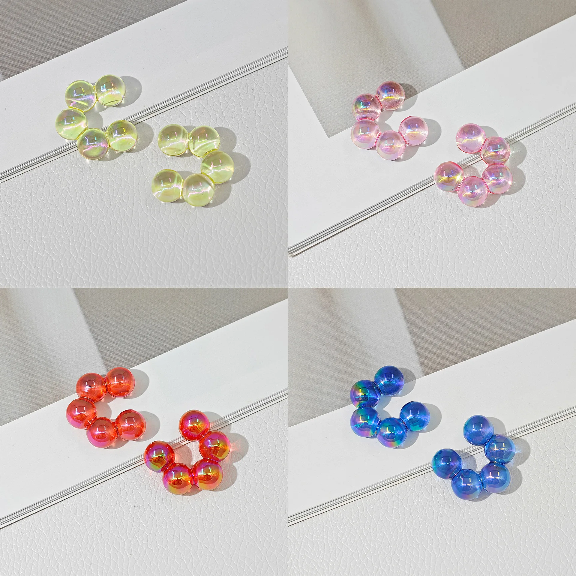 여름 무지개 빛깔의 기하학 C 후프 아크릴 귀걸이 귀에 커프 쥬얼리 액세서리에 크리 에이 티브 미니멀리스트 서리로 덥은 반투명 클립