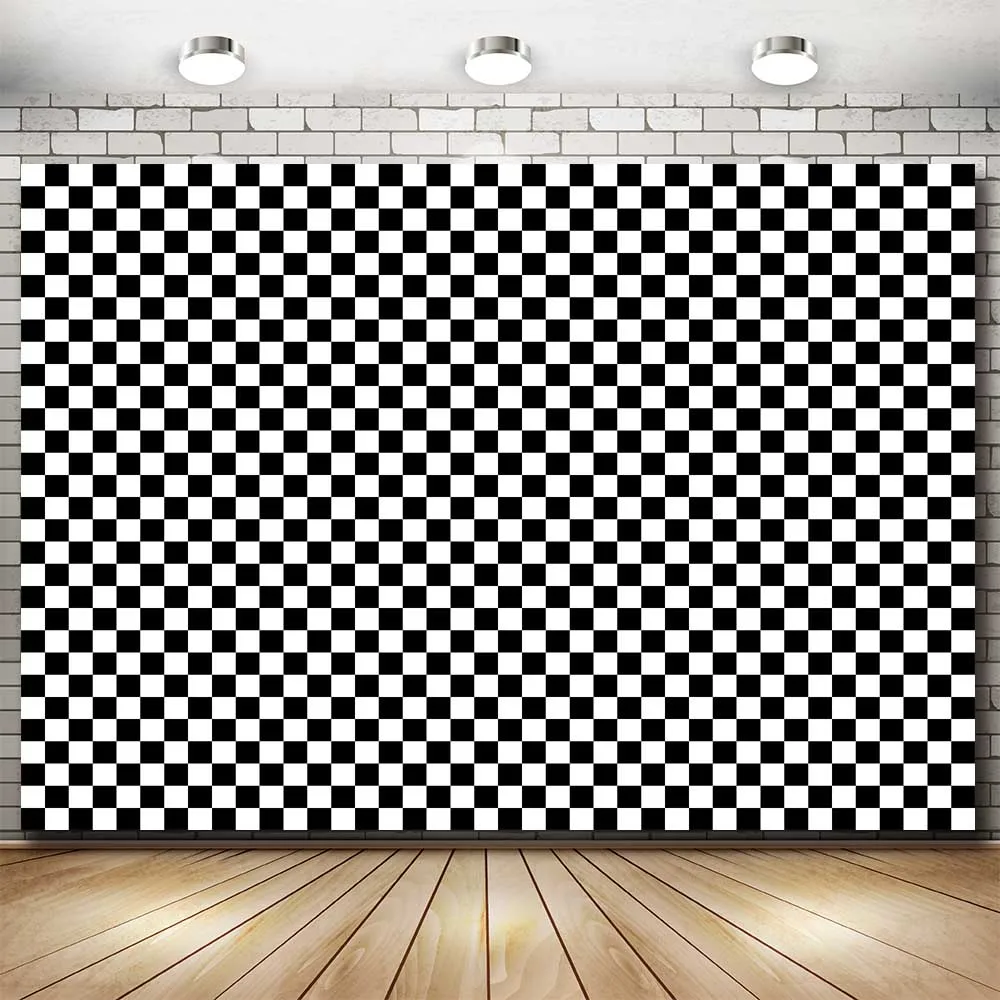 Newborn Baby Photography Backdrops Vintage Checkerboard Black and White Square Lattice Photocall Background for Photo Studio