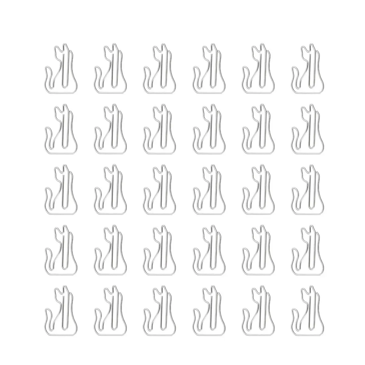 

30Pcs Silver Cat Shaped Paper Clips Metal Document Fasteners Cute Office Supplies for School Home Organization