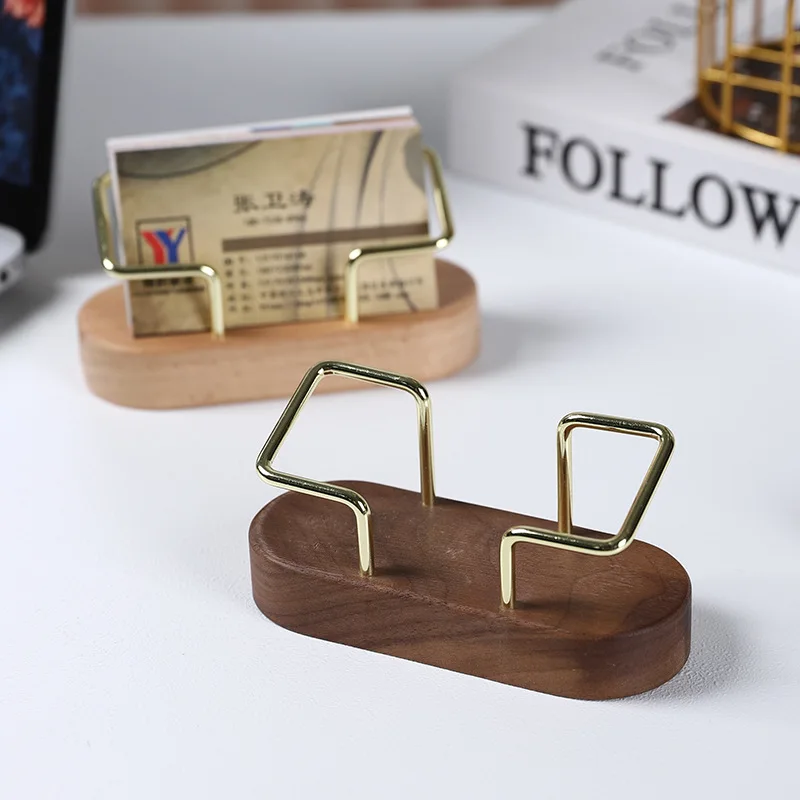 

Business Card Holder Organizer Office Desk Display Stand Memo Counter Accessories Tabletop Shelf Home Wooden Card Holder Storage