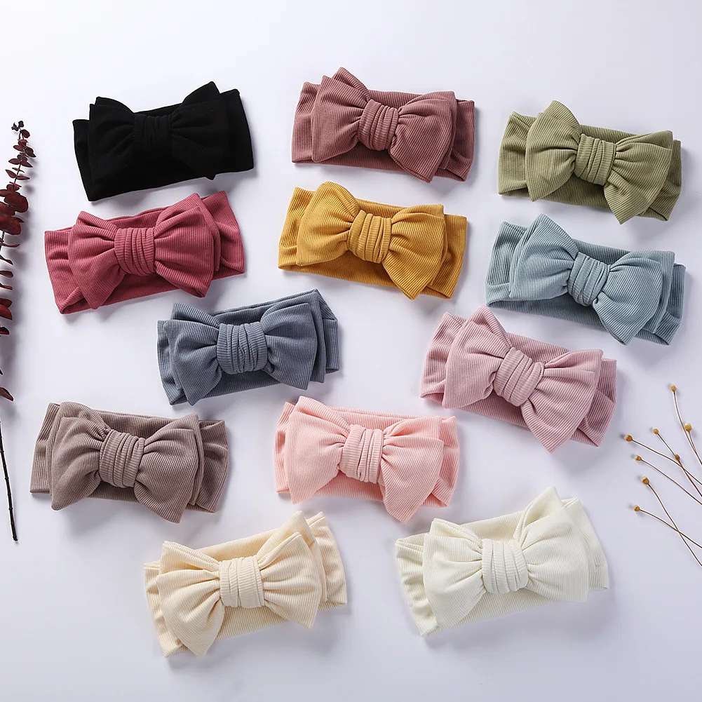 24pc/lot Baby Headband Ribbed Headbands For Children Elastic Hair Bands Girl Accessories Infant Head wraps Soft Turban Newborn