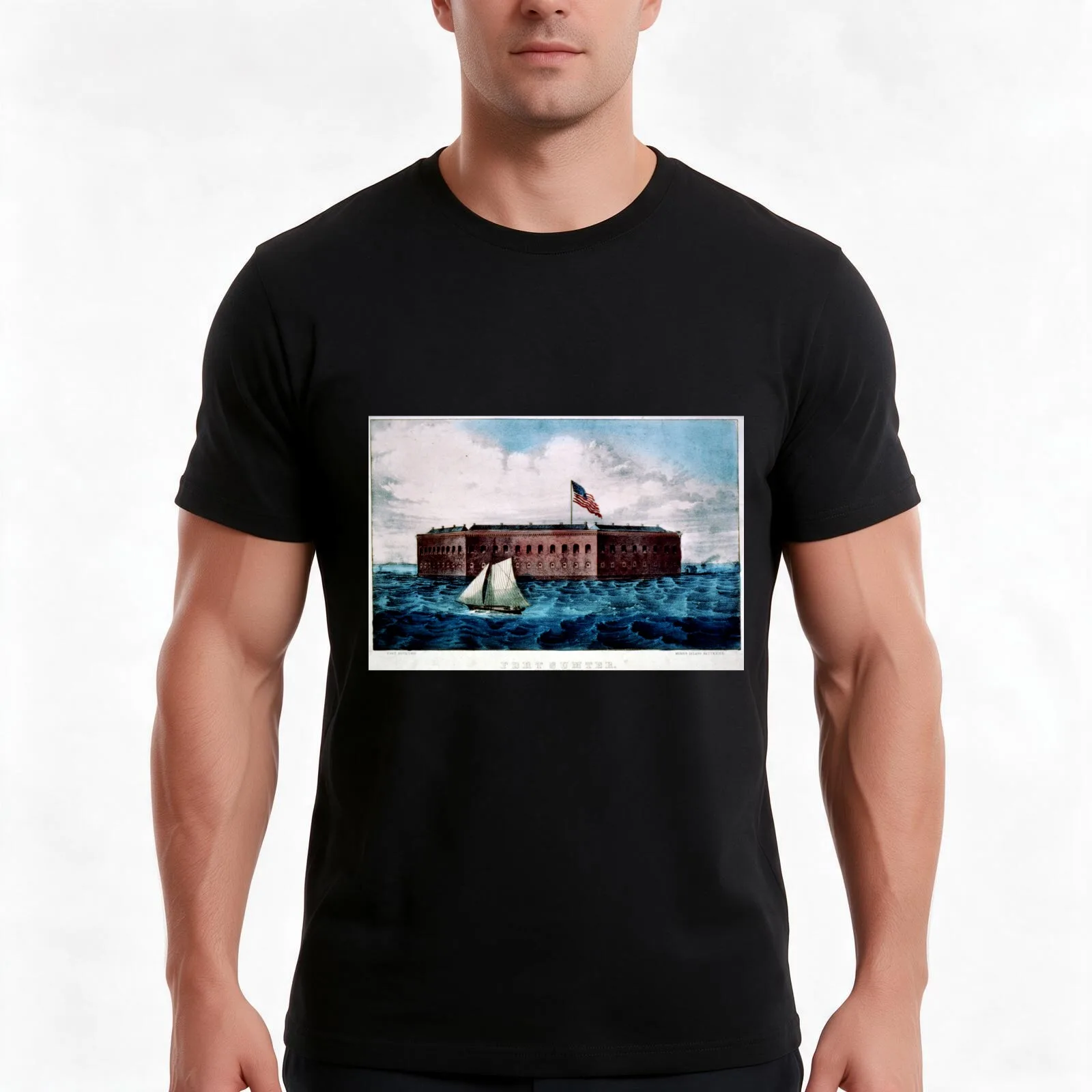 Fort Sumter - Charleston Harbor S.C. - 1870 T-Shirt Summer Casual Cotton Tee Oversized Streetwear Tops Vintage Graphic Print