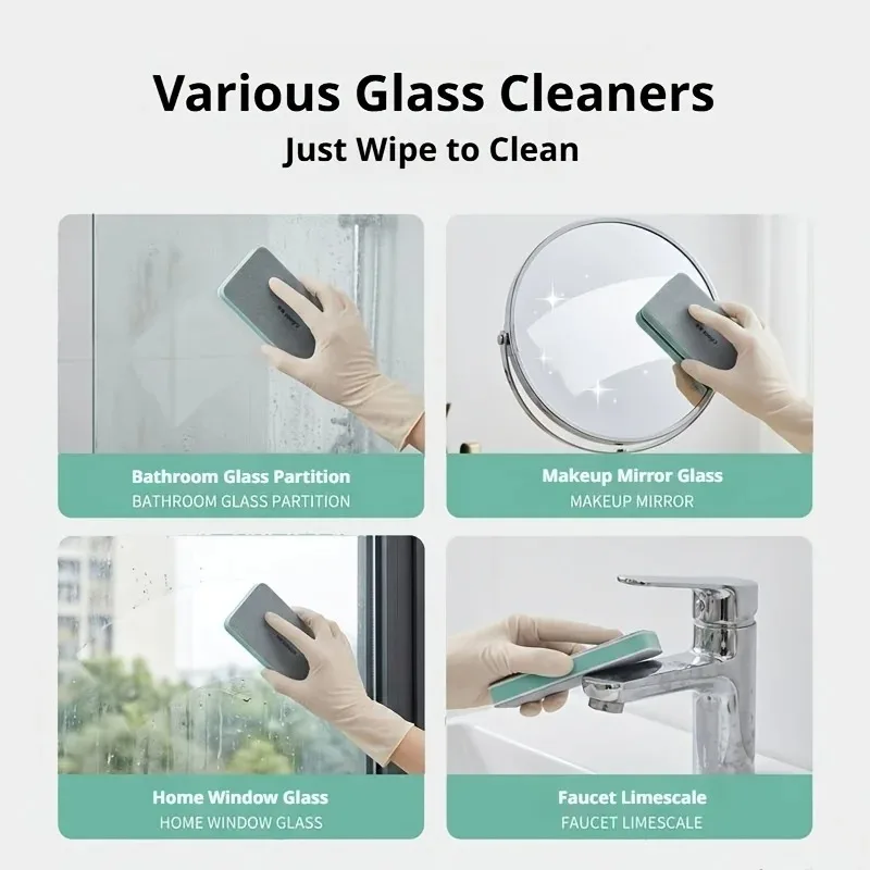 TILONDEX 1/2PCS Magic Limescale Eraser Sponge Glass Shower Door Water Stain Remover Bathroom Window Cleaning Wipe