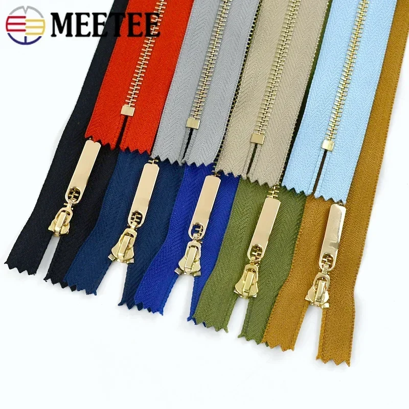 5Pcs Meetee 3# Sewing Metal Zippers 15-30cm Close-End 40-70cm Open-End Zip Closure Bag Garment Zipper Reapir Kit DIY Accessories