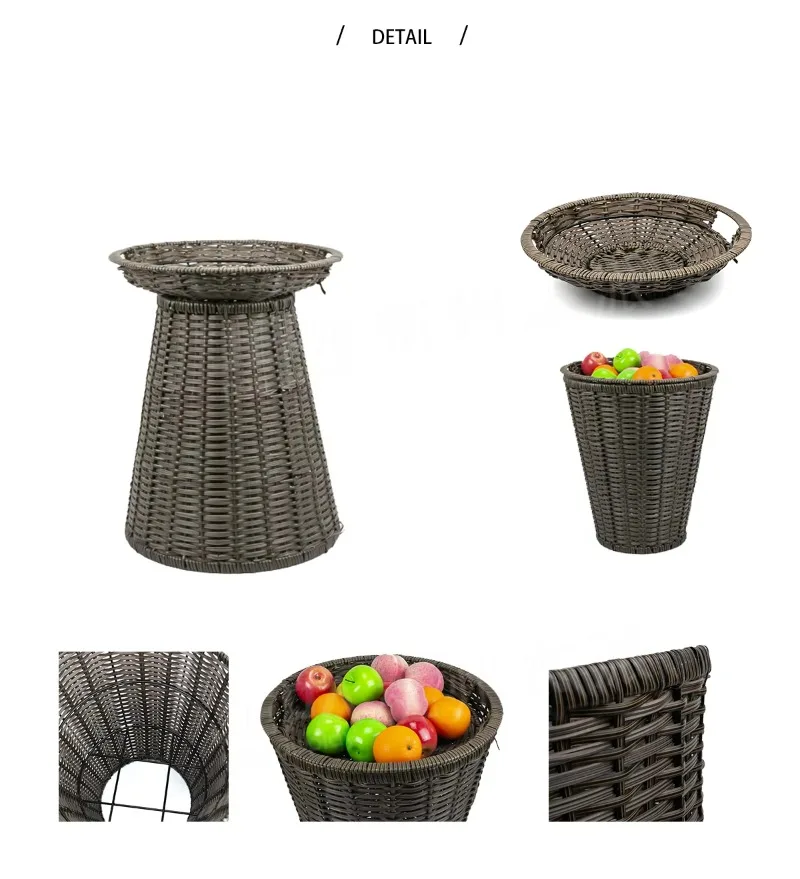 Round rattan wicker basket organizer PP material for fresh products