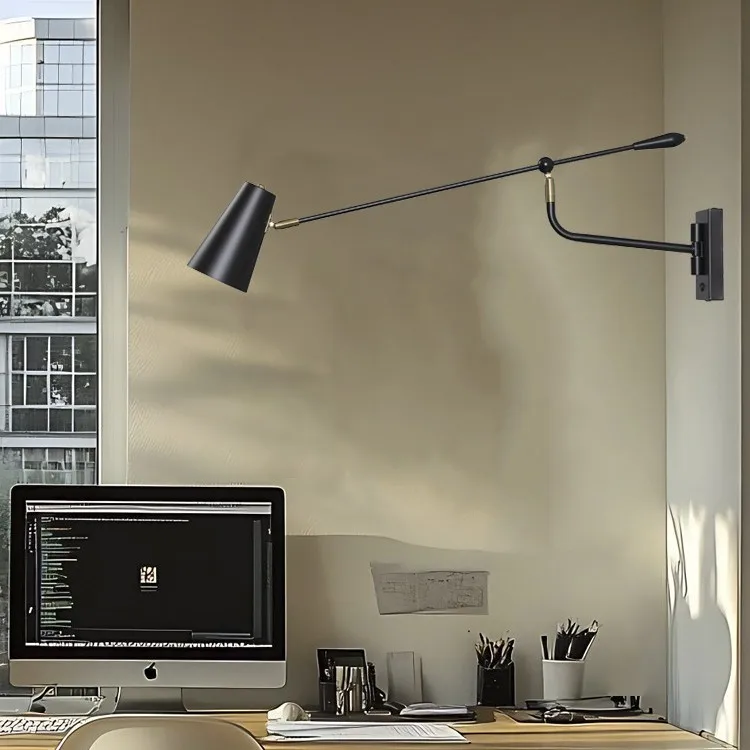Long Pole Rotatable American Industrial Swing Arm Black/white Decorative Wall Lamps Wall Sconces Living Room Bedroom Restaurant