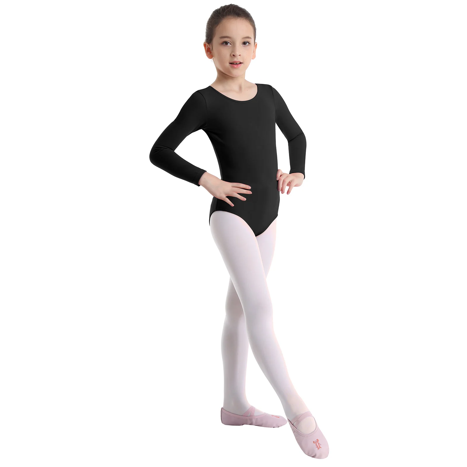 Kid Girls Ballet Dance Gymnastic Leotard Long Sleeve Turnpakje Skating Ballerina Workout Training Bodysuit Performance Dancewear