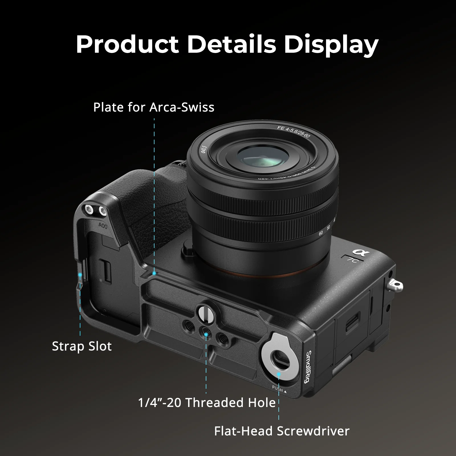 SmallRig L-Shape Mount Plate with Silicone Handle for Sony Alpha 7C II / Alpha 7CR with Arca-Swiss Quick Release Plate 4797