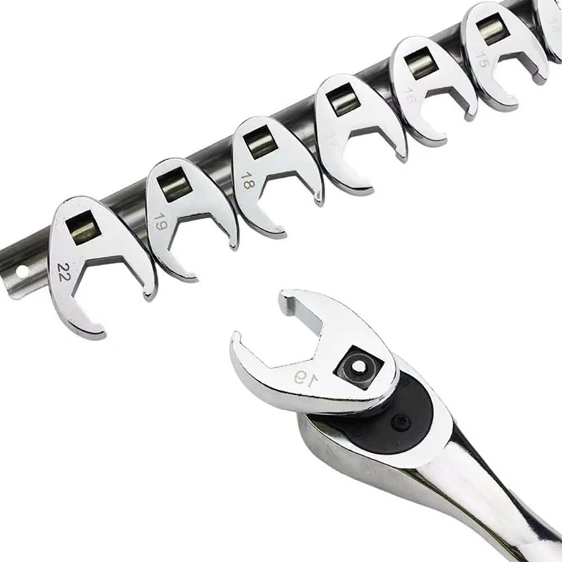 10Pcs 3/8Inch Drive Crowfoot Wrench 10 To 22Mm Metric SAE Imperial Chrome Plated Foot Open End Spanner