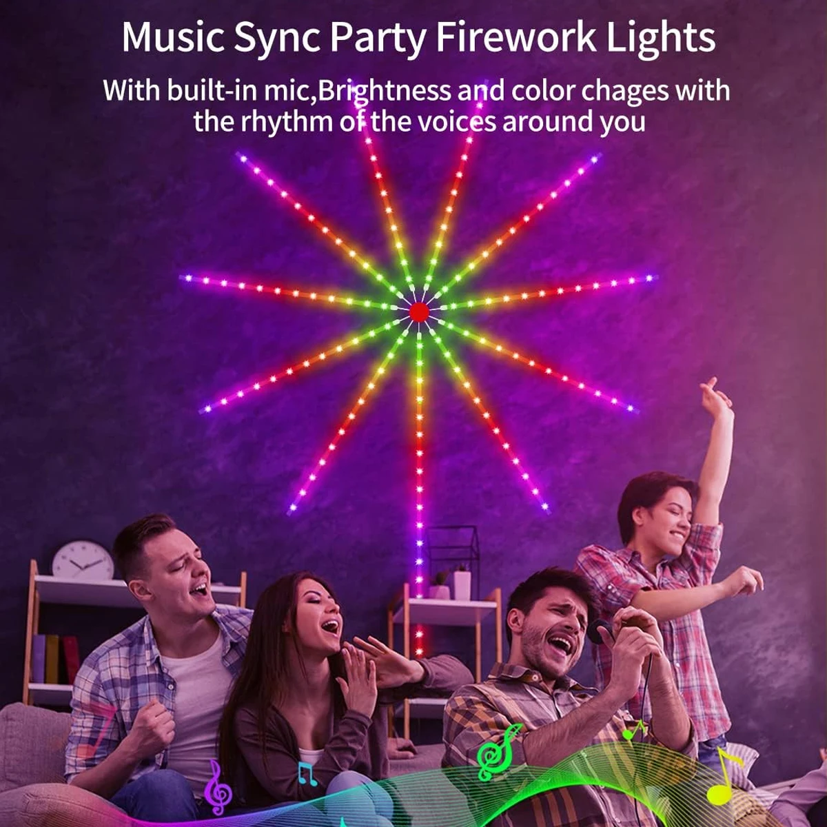 Led Firework Lights Smart Indoor Led Strip Lights with Remote App Control Music Sync for Room Party Holiday Decoration Lighting