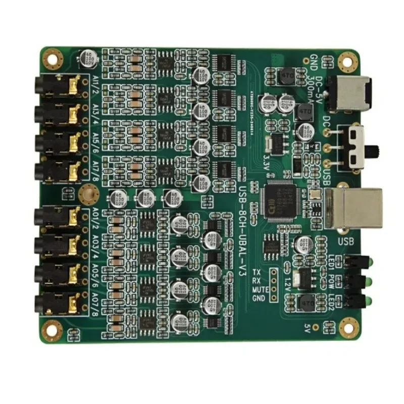 8 Channel USB Playback Recording IIS TDM Master-slave ASIO XMOS Soundcheck Measurement Custom Sound Card