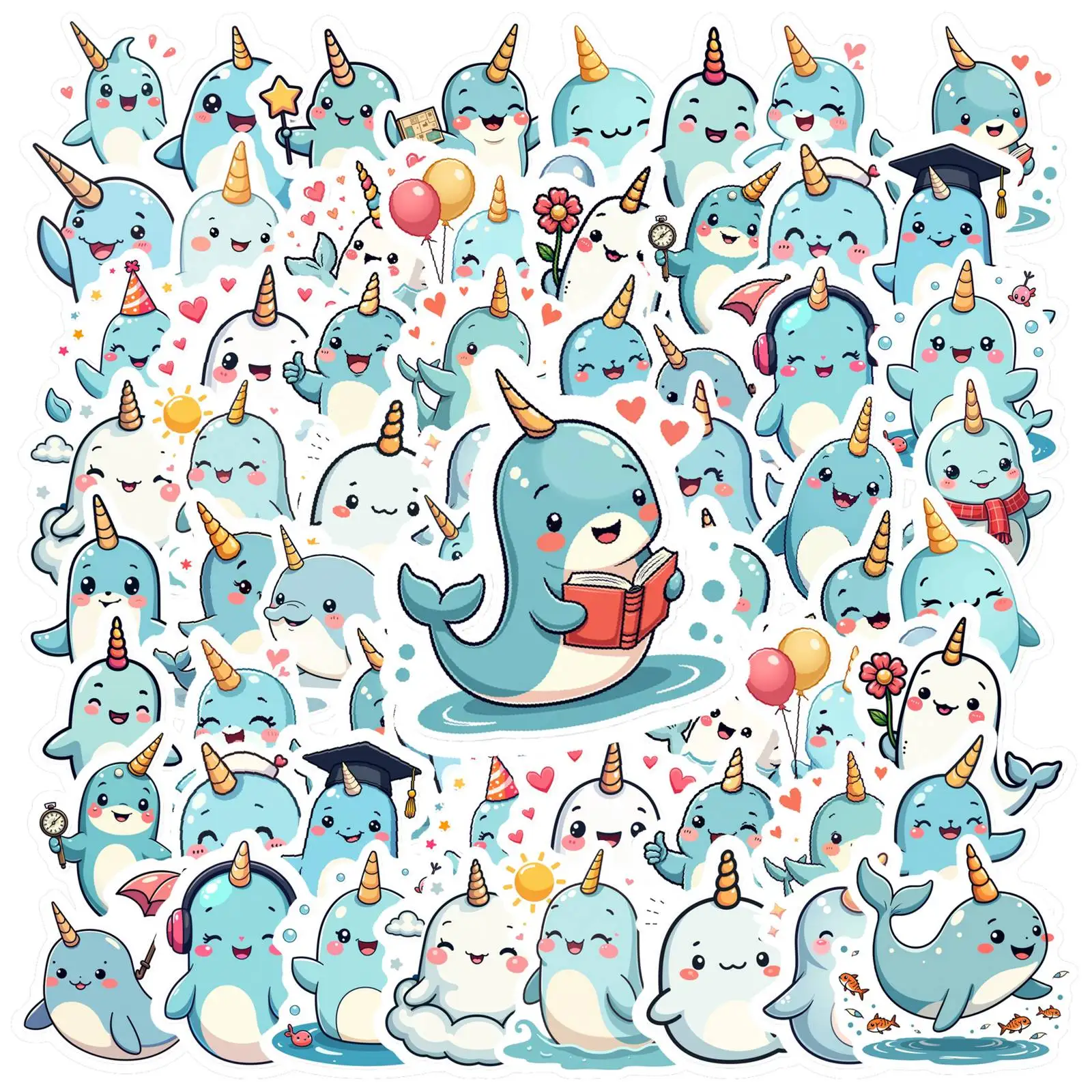 

35pcs Cartoon Cute Animals Stickers Playful Sea Creatures Stationery Stickers DIY Stickers For DIY Phone Laptop Scrapbook Bike