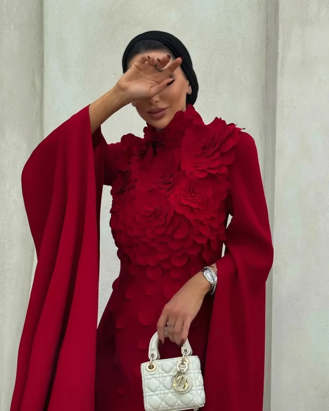 Customized Mermaid Long Sleeve Prom Dresses High Neck Floor Length Flowers Temperament Evening Dresses image 6