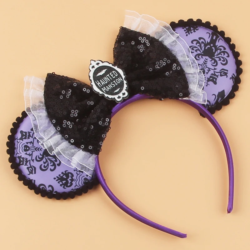 2026Latest Mickey Minnie Ear Headband Sequin Bows For Girl Adult Kids Halloween Party Cosplay Hair Accessories Princess Hairband - view 6