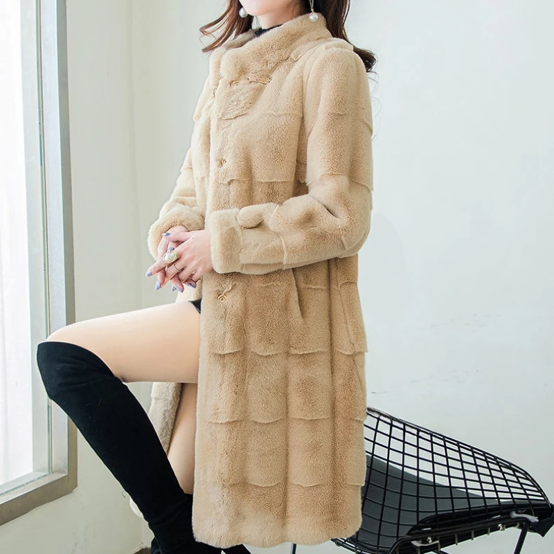 2023 Winter New Women Windbreaker Golden Mink Plush Coat Imitation Fur Thick Warm Jacket Fashionable Stylish Loose Outwear