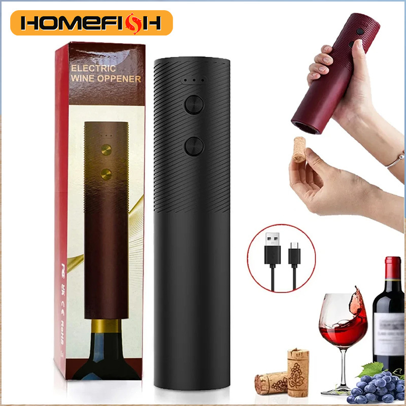  HOMEFISH Electric Wine Bottle Opener Automatic Red Wine Corkscrew Rechargeable Wine Opener One-click Button Wine Tools 