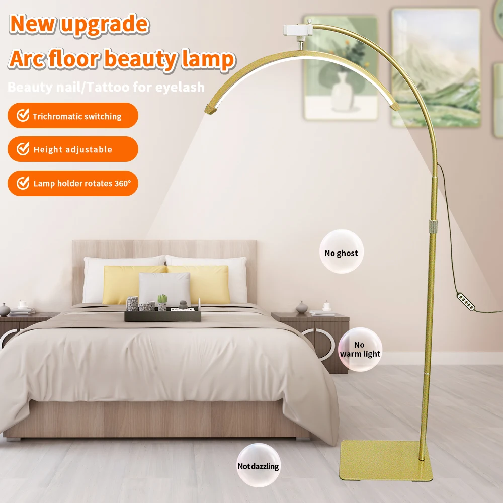 HD-M60X Светодиодный светильник в форме полумесяца, 30 Вт, заполняющий светильник для пола, 3200-5600 К, с регулируемой яркостью и подставкой 180 см для салона красоты, макияжа