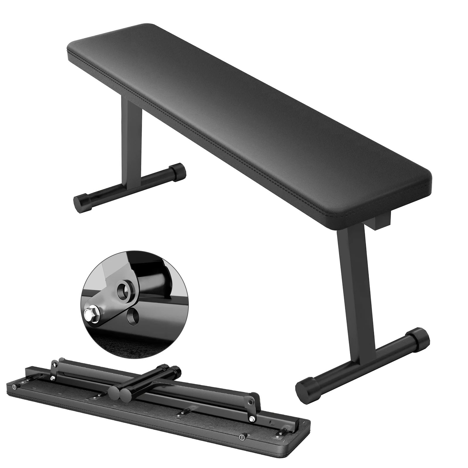 Flat Bench, Foldable Flat Weight Bench, Home Gym Workout Bench, Easy Assembly Strength Training Bench Press